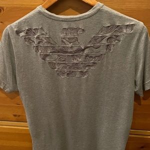 EMPORIO ARMANI Embroidered Men's Small Gray T-Shirt